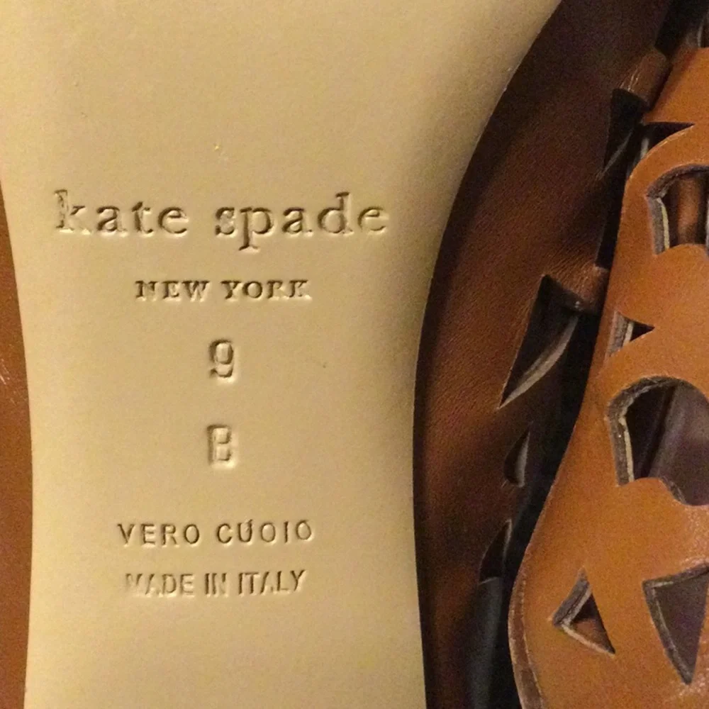 kate spade  size 9 brown laser cut leather 3.75” heels for women - Picture 8 of 9